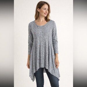 Grizas Linen Tunic Top Woman  Large Patterned Lightweight Asymmetrical Lagenlook